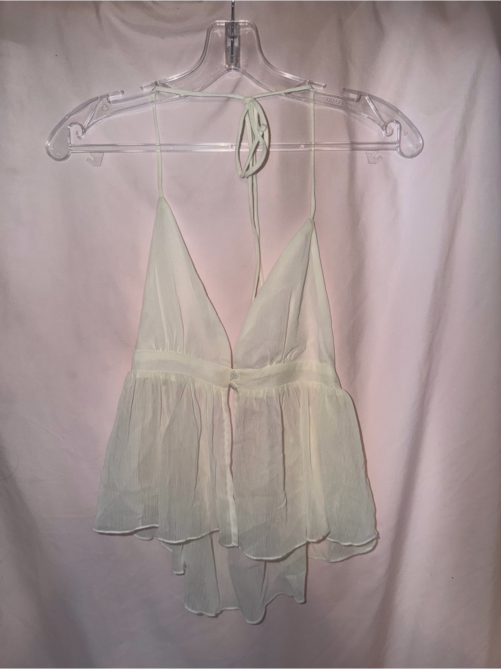 Cider Cream Sheer Halter Babydoll Top